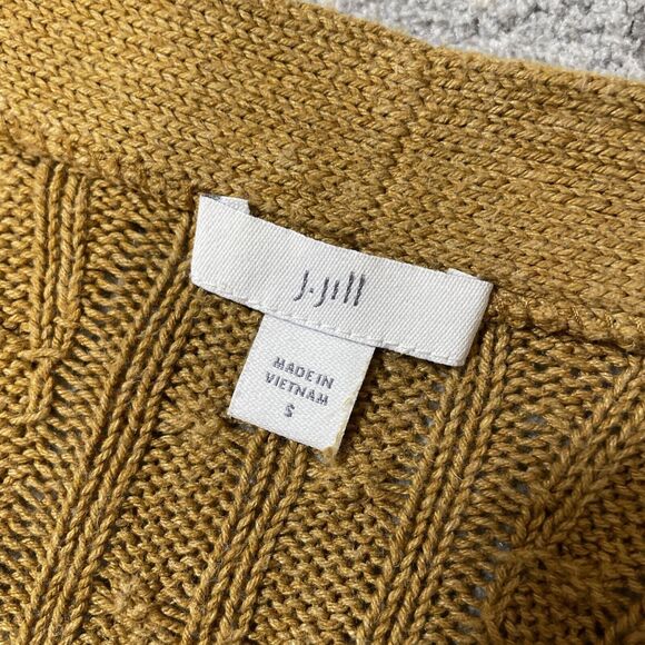 J Jill Sweater Womens Small Chartreuse‎ Cardigan Open Front Knit - Picture 2 of 10
